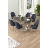 Set mobilă pentru bucătărie Hanah Home Lai Anthracite Chrome
