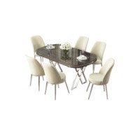 Комплект для столовой Hanah Home Lai Anthracite Chrome Cream фото №2 — интернет-магазин Desire.md