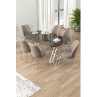 Set mobilă pentru bucătărie Hanah Home Lai Anthracite Chrome Cappuccino