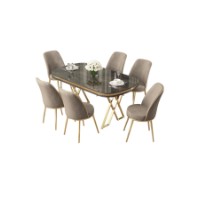 Комплект для столовой Hanah Home Lai Anthracite Gold Cappuccino фото №2 — интернет-магазин Desire.md