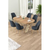 Комплект для столовой Hanah Home Lai Light Walnut Gold Anthracite