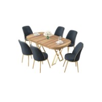 Комплект для столовой Hanah Home Lai Light Walnut Gold Anthracite фото №2 — интернет-магазин Desire.md
