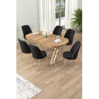 Set mobilă pentru bucătărie Hanah Home Lai Light Walnut Gold Black