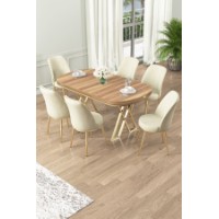 Комплект для столовой Hanah Home Lai Light Walnut Gold Cream