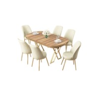 Комплект для столовой Hanah Home Lai Light Walnut Gold Cream фото №2 — интернет-магазин Desire.md