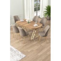 Комплект для столовой Hanah Home Lai Light Walnut Gold Cappuccino