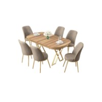 Комплект для столовой Hanah Home Lai Light Walnut Gold Cappuccino фото №2 — интернет-магазин Desire.md