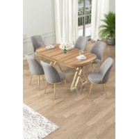Комплект для столовой Hanah Home Lai Light Walnut Gold Grey