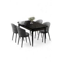 Комплект для столовой Hanah Home Asfel Black Marble Grey фото №2 — интернет-магазин Desire.md