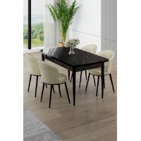Set mobilă pentru bucătărie Hanah Home Asfel Black Marble Cream
