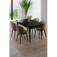 Set mobilă pentru bucătărie Hanah Home Asfel Black Marble Cappuccino