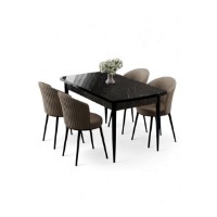 Set mobilă pentru bucătărie Hanah Home Asfel Black Marble Cappuccino imaginea #2 — magazin online Desire.md