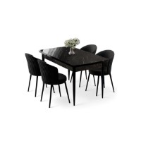 Set mobilă pentru bucătărie Hanah Home Asfel Black Marble Black imaginea #2 — magazin online Desire.md