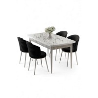 Комплект для столовой Hanah Home Asfel White Marble Black фото №2 — интернет-магазин Desire.md