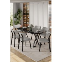 Комплект для столовой Hanah Home Axton Black Marble Grey