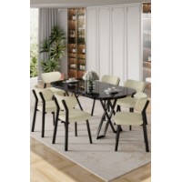 Комплект для столовой Hanah Home Axton Black Marble Cream