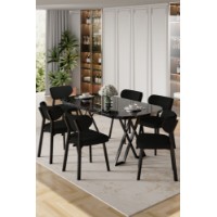 Set mobilă pentru bucătărie Hanah Home Axton Black Marble Black