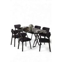 Комплект для столовой Hanah Home Axton Black Marble Anthracite фото №2 — интернет-магазин Desire.md