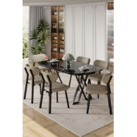Комплект для столовой Hanah Home Axton Black Marble Cappuccino
