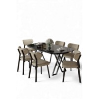 Комплект для столовой Hanah Home Axton Black Marble Cappuccino фото №2 — интернет-магазин Desire.md