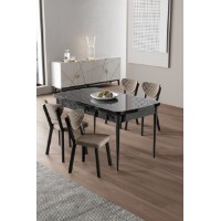 Комплект для столовой Hanah Home Exve Black Marble Cappuccino