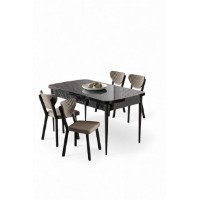Комплект для столовой Hanah Home Exve Black Marble Cappuccino фото №2 — интернет-магазин Desire.md