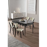 Комплект для столовой Hanah Home Exve Black Marble Cream