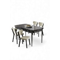 Комплект для столовой Hanah Home Exve Black Marble Cream фото №2 — интернет-магазин Desire.md