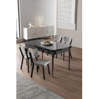 Комплект для столовой Hanah Home Exve Black Marble Grey