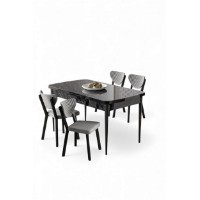 Комплект для столовой Hanah Home Exve Black Marble Grey фото №2 — интернет-магазин Desire.md