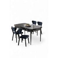 Комплект для столовой Hanah Home Exve Black Marble Anthracite фото №2 — интернет-магазин Desire.md
