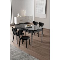 Комплект для столовой Hanah Home Exve Black Marble Black