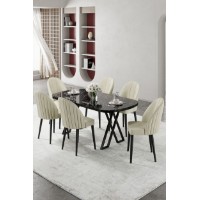 Комплект для столовой Hanah Home Kaye Black Marble Cream