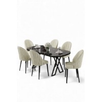 Комплект для столовой Hanah Home Kaye Black Marble Cream фото №2 — интернет-магазин Desire.md