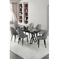 Комплект для столовой Hanah Home Kaye Black Marble Grey