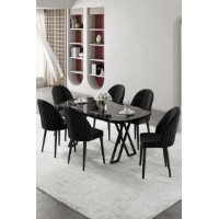 Set mobilă pentru bucătărie Hanah Home Kaye Black Marble Black