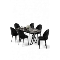 Set mobilă pentru bucătărie Hanah Home Kaye Black Marble Black imaginea #2 — magazin online Desire.md