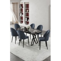 Комплект для столовой Hanah Home Kaye Black Marble Anthracite