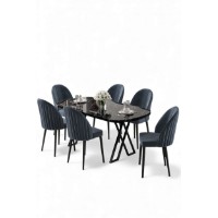 Комплект для столовой Hanah Home Kaye Black Marble Anthracite фото №2 — интернет-магазин Desire.md