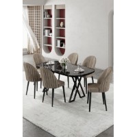 Комплект для столовой Hanah Home Kaye Black Marble Cappuccino