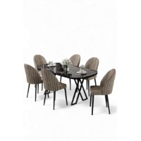 Комплект для столовой Hanah Home Kaye Black Marble Cappuccino фото №2 — интернет-магазин Desire.md