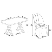 Комплект для столовой Hanah Home Kaye Travertine Cappuccino фото №3 — интернет-магазин Desire.md