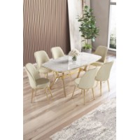Комплект для столовой Hanah Home Lena White Marble Gold Cream