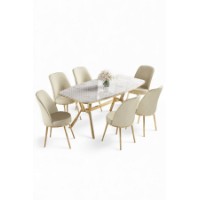 Комплект для столовой Hanah Home Lena White Marble Gold Cream фото №2 — интернет-магазин Desire.md