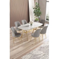 Комплект для столовой Hanah Home Lena White Marble Gold Grey