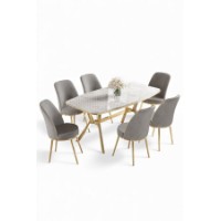 Комплект для столовой Hanah Home Lena White Marble Gold Grey фото №2 — интернет-магазин Desire.md