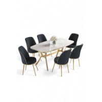 Комплект для столовой Hanah Home Lena White Marble Gold Anthracite фото №2 — интернет-магазин Desire.md