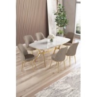Комплект для столовой Hanah Home Lena White Marble Gold Cappuccino