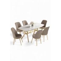 Комплект для столовой Hanah Home Lena White Marble Gold Cappuccino фото №2 — интернет-магазин Desire.md