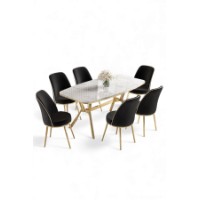 Комплект для столовой Hanah Home Lena White Marble Gold Black фото №2 — интернет-магазин Desire.md